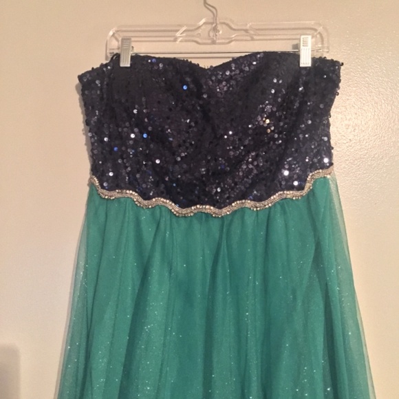 Deb homecoming formal dance sequins rhinestones glitter strapless dress SIZE 16 - Picture 4 of 11